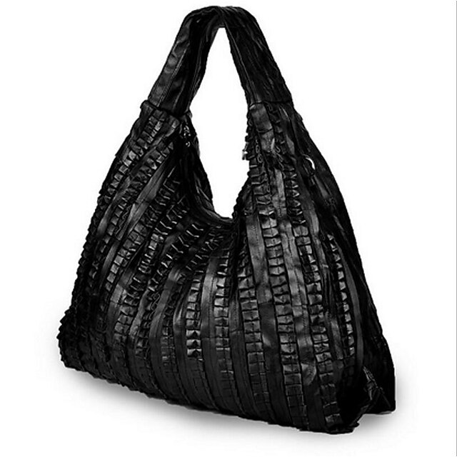  Women's Zipper Leather Shoulder Messenger Bag Black