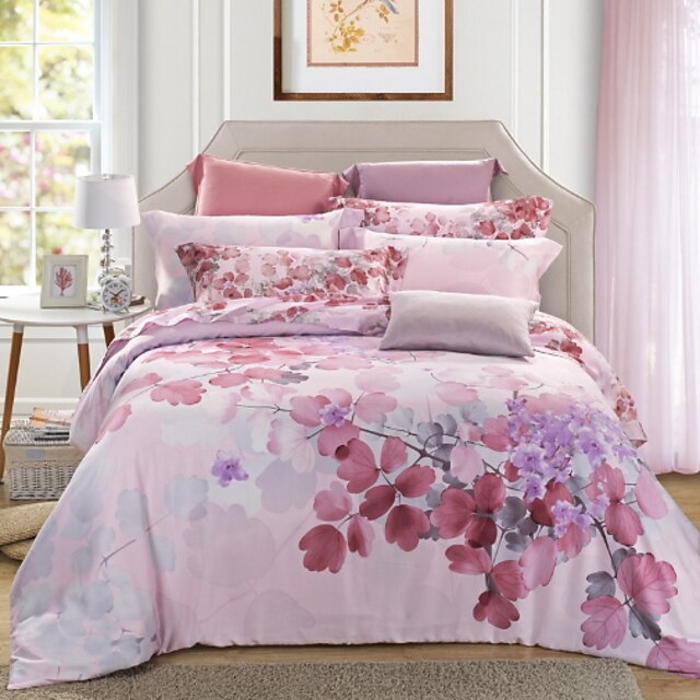  Ensembles housse de couette Géométrique Mélange soie / coton Imprimé 4 PiècesBedding Sets / 1 pièces (1 housse de couette, 1 drap, 2 housses d'oreiller)