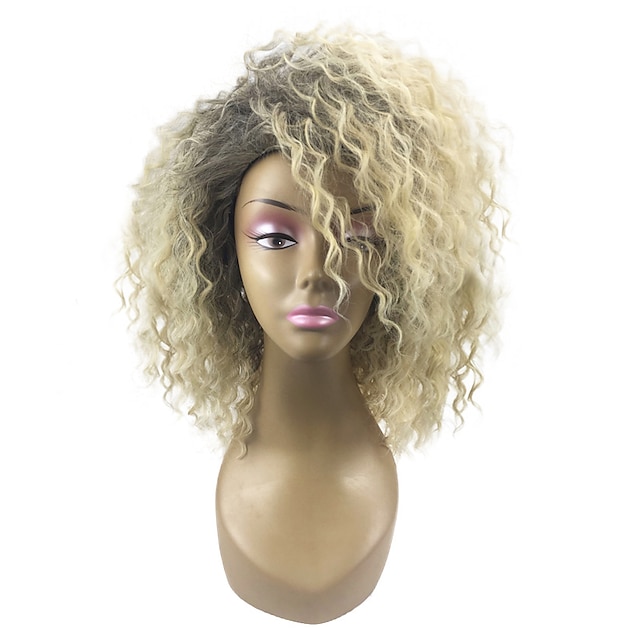  Wig Accessories Costume Accessories Synthetic Wig Curly Layered Haircut Wig Blonde Medium Length Light golden Synthetic Hair 18 inch Women's Women Synthetic Hot Sale Blonde
