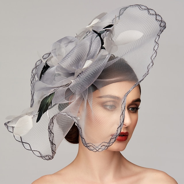 Flowers Feather Net Kentucky Derby Hat Fascinators Headpiece with ...