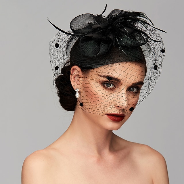 Fascinator Plumes Et Fleurs DRESHOW – Bandeau Dentelle Élégant Avec Clip Pour Mariage, Cocktail, Tea Party, Courses