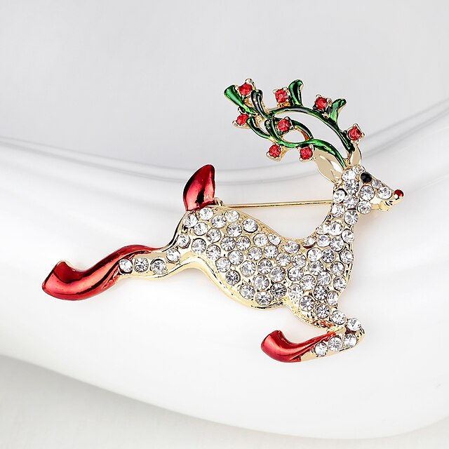 Shoes & Bags Fashion Accessories | Womens Brooches Classic 3D Elk Animal Ladies Vintage Classic Rhinestone Gold Plated Brooch Je