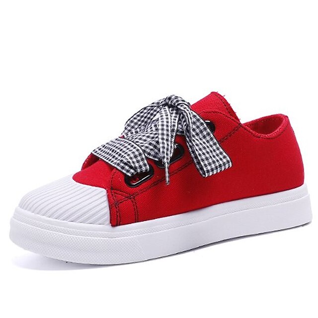  Women's Sneakers Comfort Shoes Daily Solid Colored Low Heel Casual PU Lace-up Black White Red