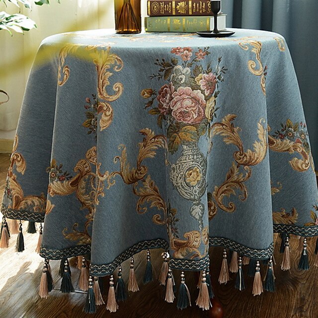  Contemporary Cotton Round Table Cloth Geometric Table Decorations 1 pcs