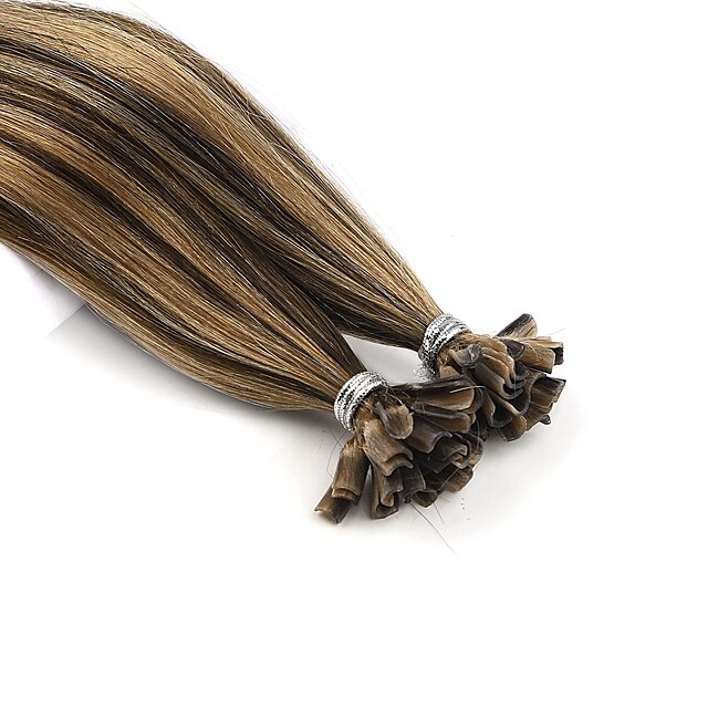  Neitsi フュージョン／Ｕチップ 人間の髪の拡張機能 ストレート 人毛 人毛エクステンション オンブル’ 女性用 ミディアムブラウン  / ストロベリーブロンド