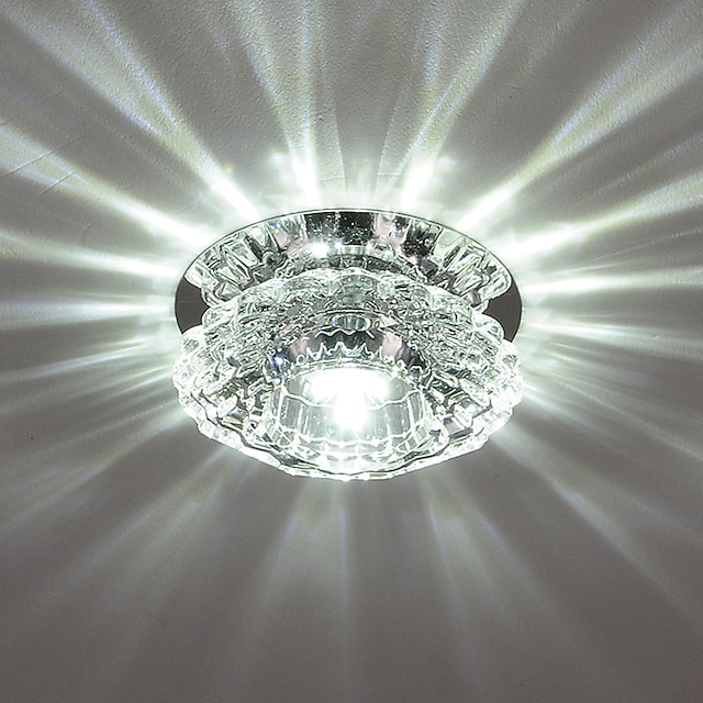  1-lumière 10 cm led plafonnier en cristal design unique plafonniers plafonniers galvanisé style de luxe moderne cristal porche lumière couloir lampe allée lumière ac110-240v 3w