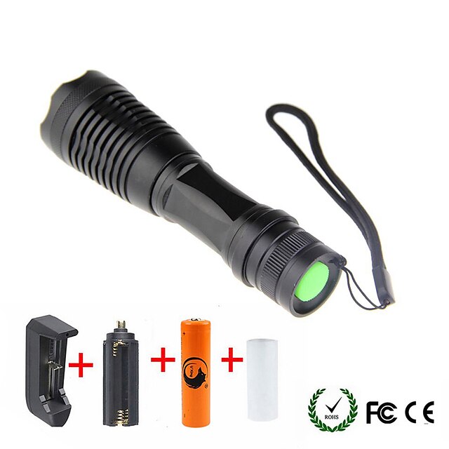  UltraFire LED Flashlights / Torch 1800/2000/2200 lm LED LED 1 Emitters 5 Mode with Battery and Chargers Zoomable Camping / Hiking / Caving Everyday Use Cycling / Bike Black / Aluminum Alloy