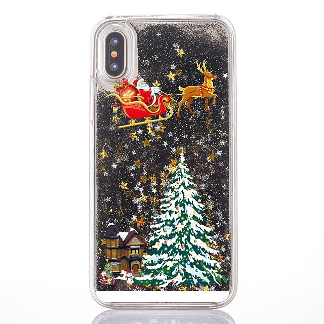  hoesje Voor Apple iPhone XS / iPhone X / iPhone 8 Plus Stromende vloeistof / Transparant / Patroon Achterkant Kerstmis Hard PC