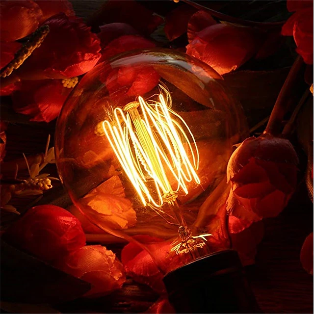 1pc Vintage Edison Bulbs with Spiral Filament 40W Dimmable E27 G95 Round Globe Large Antique Light Golden Finish Industrial Design Amber 7