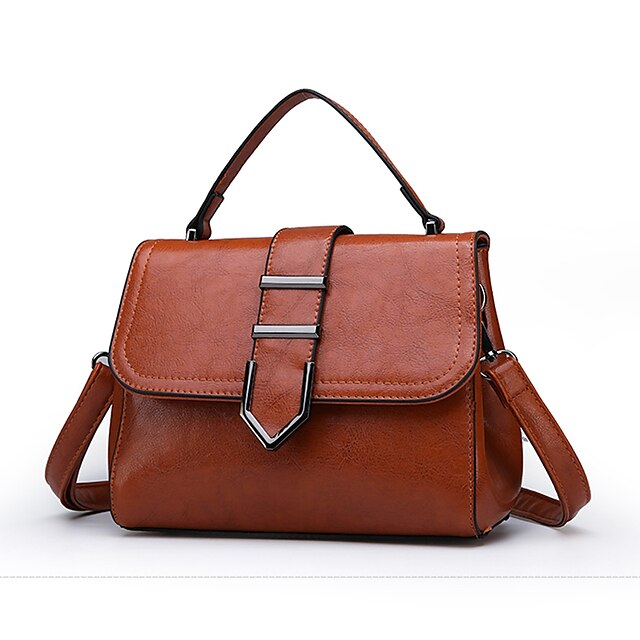  Women's Bags PU Top Handle Bag Zipper for Daily / Office & Career Wine / Black / Brown / Fall & Winter