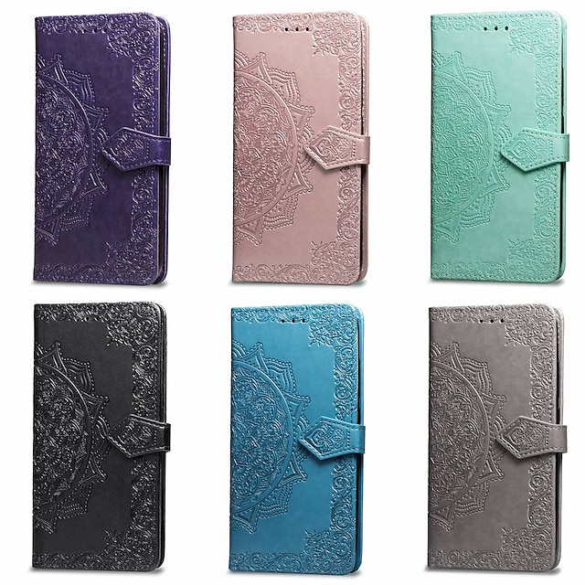  Phone Case For Google Full Body Case Leather Wallet Card Google Pixel 3 Google Pixel 3 XL Wallet Card Holder with Stand Mandala Hard PU Leather