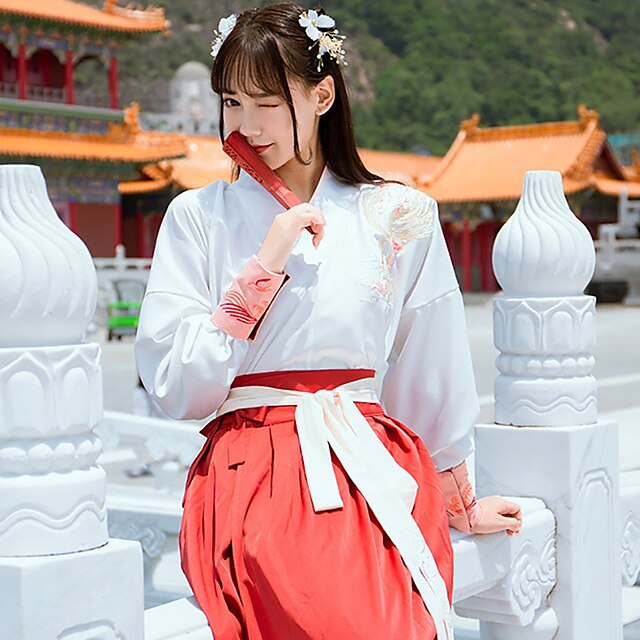  Dance Costumes Hanfu Women's Training / Performance Cotton / Polyester Embroidery Long Sleeve Skirts / Top / Belt