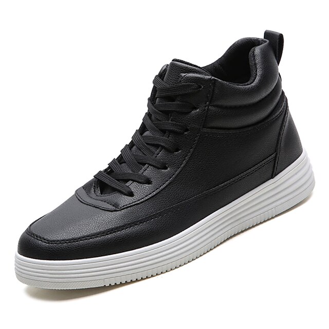  Men's Comfort Shoes PU Fall Casual Sneakers Non-slipping White / Black