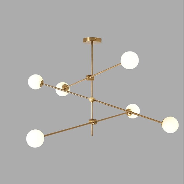  6 lumières 100 cm Lustre Métal Verre Spoutnik Doré Finitions Peintes contemporain Artistique 110-120V 110-240 V