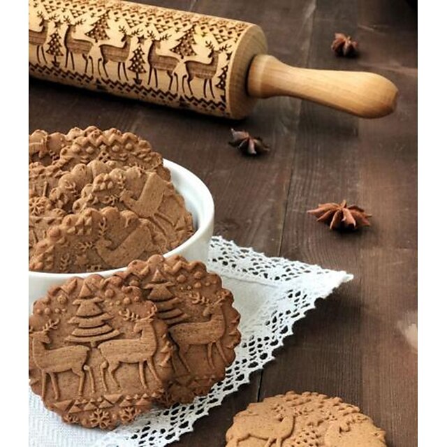  1 pc chegada de natal de madeira premium para biscoito animal rolling pin bakeware ferramentas
