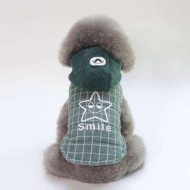  Dog Coat Puppy Clothes British Slogan Casual / Daily Warm Ups Outdoor Winter Dog Clothes Puppy Clothes Dog Outfits Green Gray Costume for Girl and Boy Dog Cotton S M L XL XXL