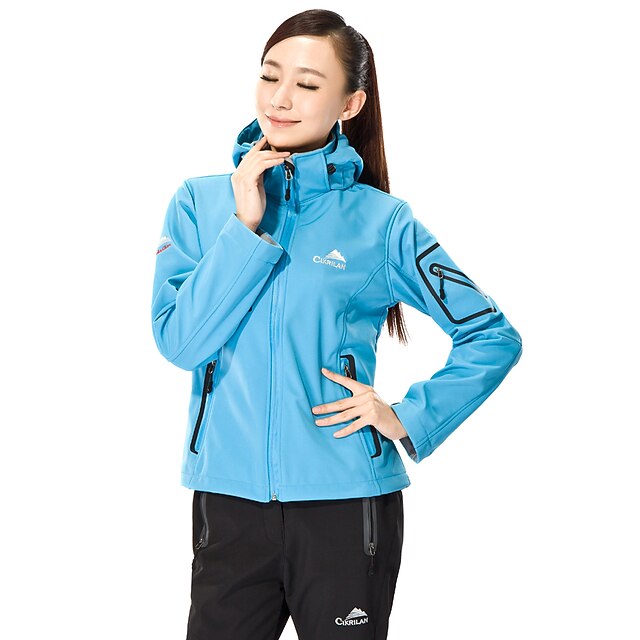 Cikrilan Women's WaterResistant Softshell Jacket with Removable Hood
