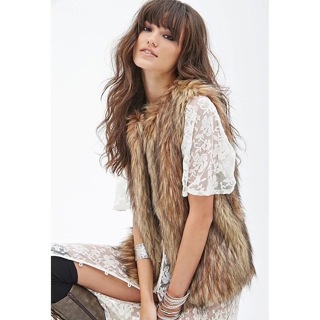 Sleeveless Vests Faux Fur Fall Wedding / Party / Evening Women's Wrap With Solid 5