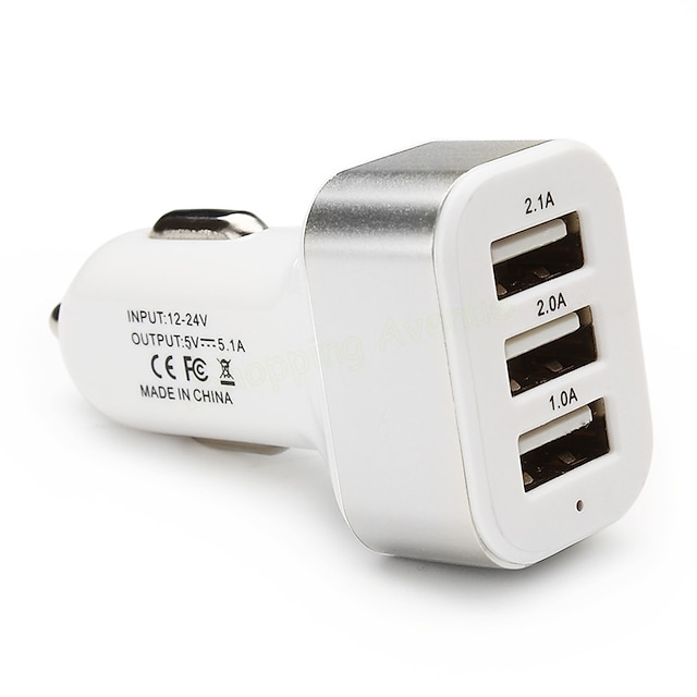  Chargeur pour auto Chargeur USB Multiport 3 Ports USB 2.1 A / 1 A DC 12V-24V pour