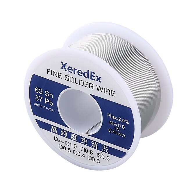  XeredEx 0.8mm 2% Flux Tin Lead Rosin Roll Core Silver Solder Wire Welding Soldering Repair Tool Reel Melt Kit 63% Sn 100g blue