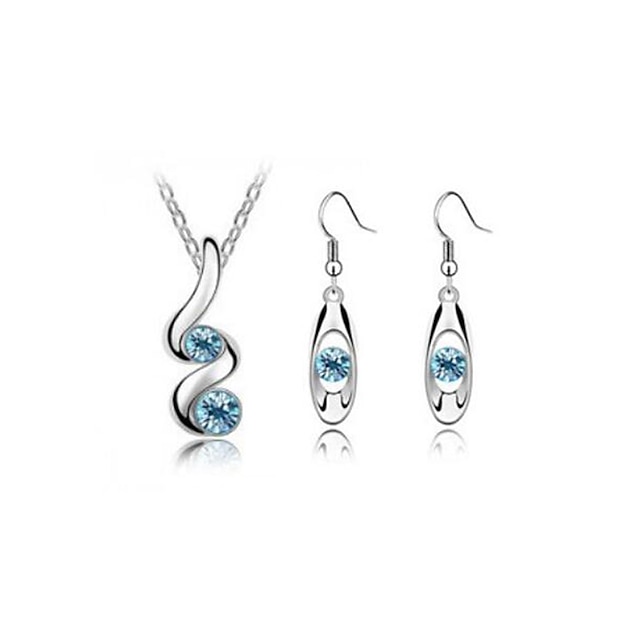  Women's Gemstone Drop Earrings Pendant Necklace Classic Ladies Stylish Dangling Elegant Rhinestone Earrings Jewelry White / Peach / Blue For Party Gift