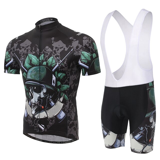  XINTOWN Short Sleeve Cycling Jersey with Bib Shorts Black Bike Bib Shorts Jersey Clothing Suit Breathable 3D Pad Quick Dry Ultraviolet Resistant Limits Bacteria Winter Sports Elastane Fashion Road