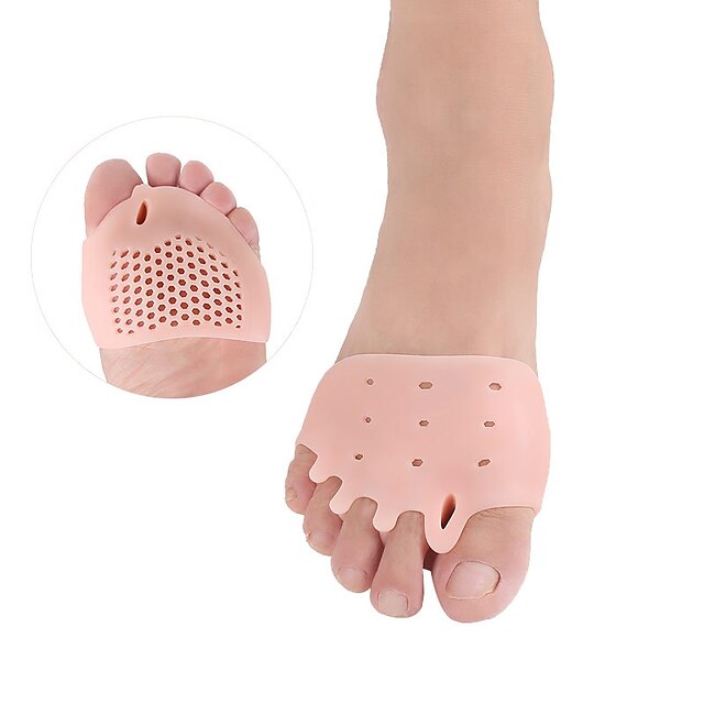  1 Pair Pain Relief / Orthotic Toe Separators Silica Gel Forefoot Spring Unisex Nude / White