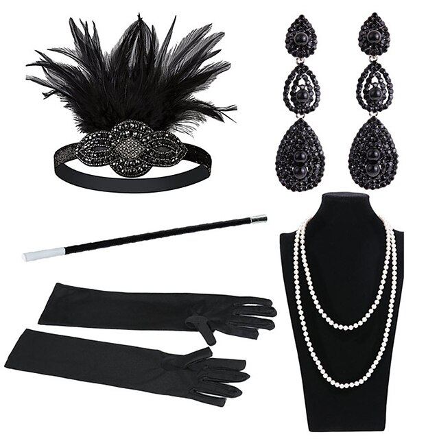 Vintage Roaring 20s 1920s Costume Accessory Sets Gloves Necklace ...