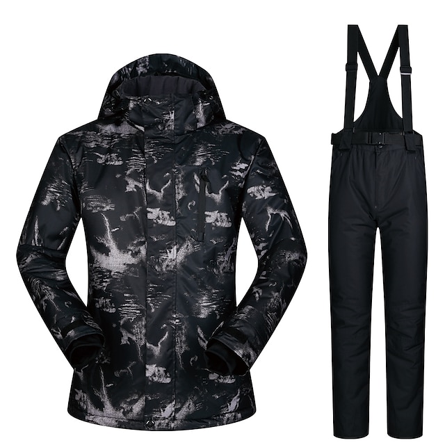  Men's Ski Jacket with Pants Thermal / Warm Waterproof Windproof Skiing Camping / Hiking Snowboarding 100% Polyester Windbreaker Bib Pants Ski Wear / Winter