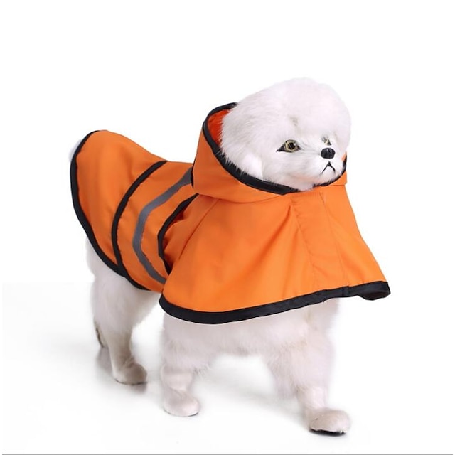  Dog Rain Coat Puppy Clothes Striped Color Block Simple Ordinary Unique Design Outdoor Dog Clothes Puppy Clothes Dog Outfits Blue Orange Costume for Girl and Boy Dog Terylene L XL
