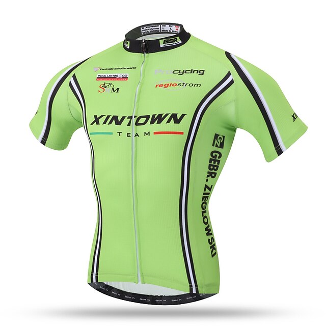  XINTOWN Homens Manga Curta Camisa para Ciclismo Verde Moto Blusas Ciclismo de Montanha Ciclismo de Estrada Respirável Secagem Rápida Bolso Traseiro Esportes Roupa / Com Stretch / Redutor de Suor