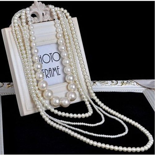  Women's White Necklace Vintage Style Classic Vintage Imitation Pearl White 45 51 58 68 86 cm Necklace Jewelry 1pc For Party / Evening Festival
