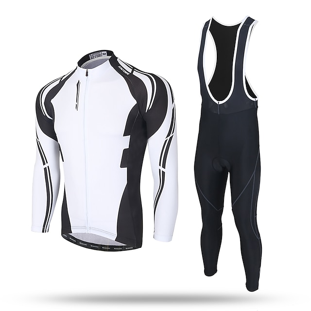  XINTOWN Miesten Pitkähihainen Pyöräily jersey ja trikoot Musta Pyörä Pants Jersey Bib Tights Hengittävä 3D alusta Heijastinraidat Takatasku Hikeä siirtävä Talvi Urheilu Polyesteri Spandex Coolmax®