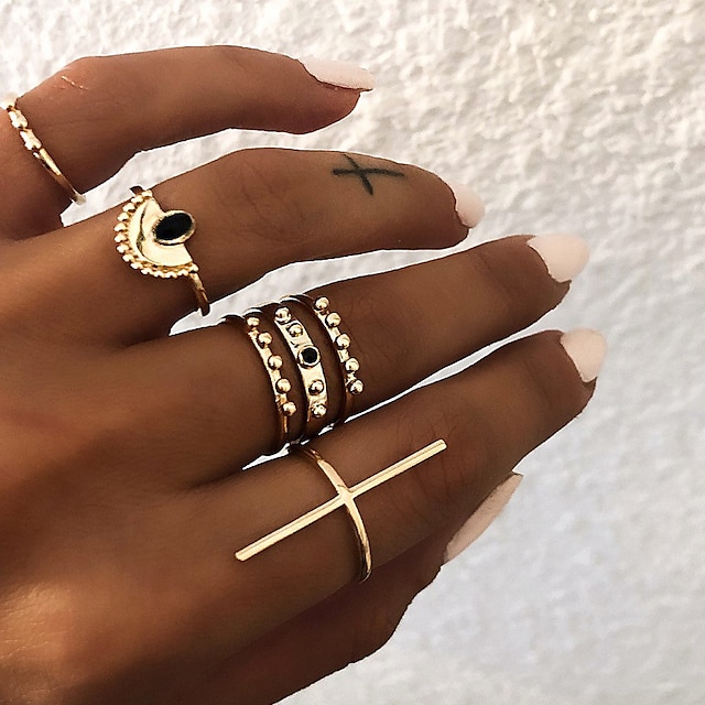  Δαχτυλίδι για τη μέση των δαχτύλων Ρετρό Χρυσό Ασημί Ρητίνη Κράμα Cruce κυρίες Βίντατζ Πανκ 6 τεμ / Γυναικεία / Σετ δαχτυλιδιών