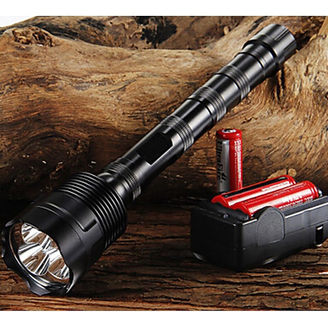  Trustfire LED Flashlights / Torch 3800/3000 lm LED LED 3 Emitters 5 Mode with Batteries and Charger Adjustable Focus Nonslip grip Camping / Hiking / Caving Everyday Use Cycling / Bike Black