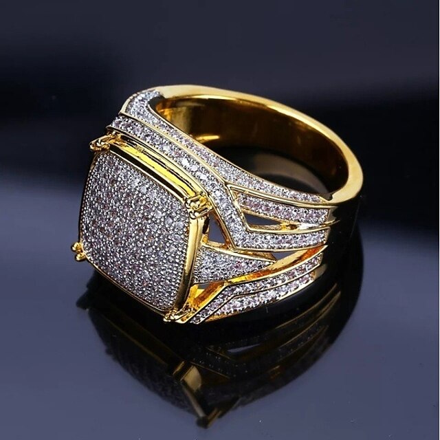  1pc Band Ring Ring For Men's Cubic Zirconia Party Wedding Gift Copper Rhinestone Classic
