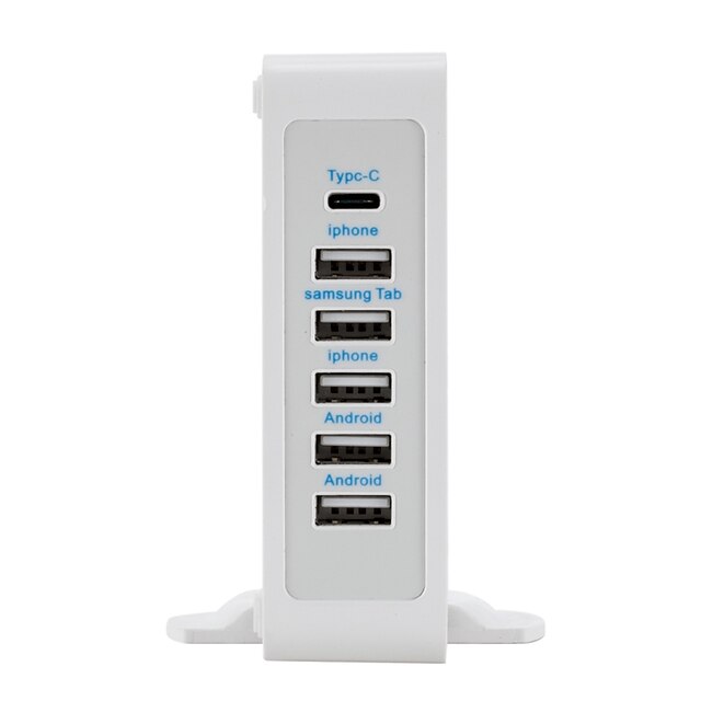  USB-laddare USB charger 6 Desk Charger Station Med Quick Charge 2.0 Universell Laddningsadapter