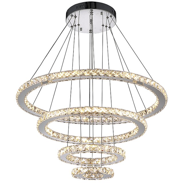  80 cm Cristal / LED Luzes Pingente Metal Galvanizar Contemporâneo Moderno 110-120V / 220-240V