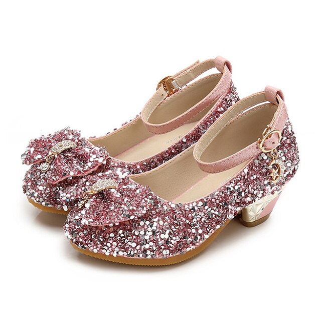  Girls' Flower Girl Shoes PU Heels Toddler(9m-4ys) / Little Kids(4-7ys) Bowknot / Sequin Purple / Pink / Silver Spring &  Fall