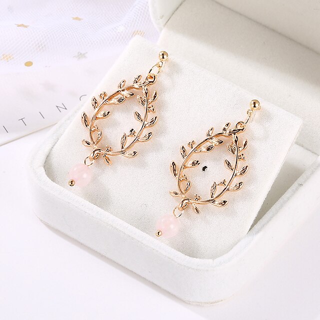 Women's Drop Earrings Hollow Out Leaf Ladies Unique Design Fashion Elegant Imitation Pearl Earrings Jewelry Gold / Silver For Party Party / Evening 1 Pair