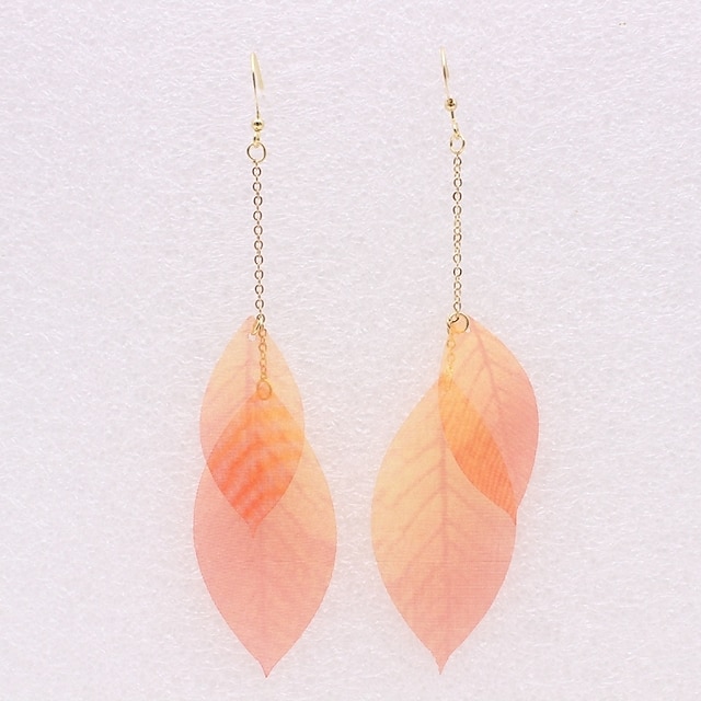  Women's Drop Earrings 3D Leaf Ladies Stylish Simple Earrings Jewelry Light Orange For Daily 1 Pair