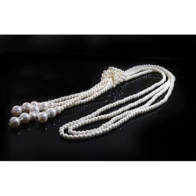  Women's Layered Necklace Long Necklace Layered Trendy Hyperbole Imitation Pearl Rhinestone White 110 cm Necklace Jewelry 1pc For Club Festival