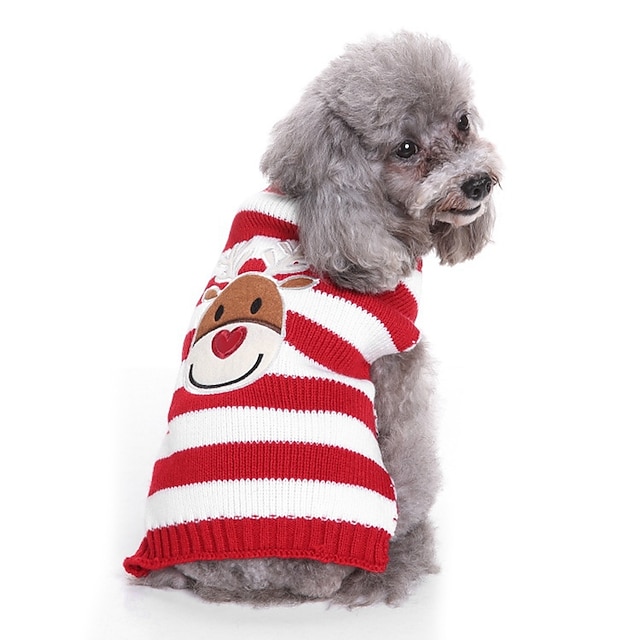  Dog Sweater Puppy Clothes Crewels Yarn Dyed Character Sweet Style Casual / Daily Winter Dog Clothes Puppy Clothes Dog Outfits Black Red Costume for Girl and Boy Dog Terylene S M L XL XXL