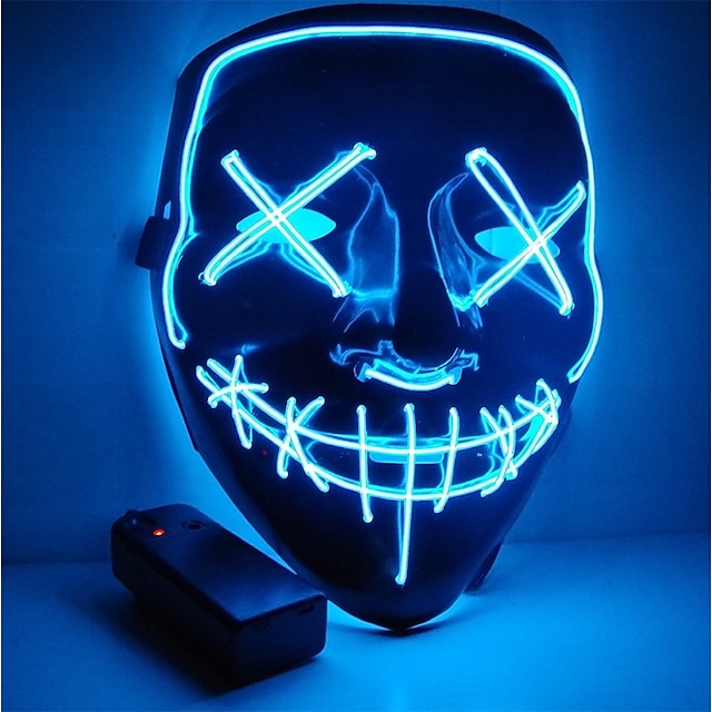  Halloween Mask Motorcycle Mask LED Illuminated Party Mask Clear Election Year Great Funny Mask Festival Cosplay Costume Supplies Glow in The Dark