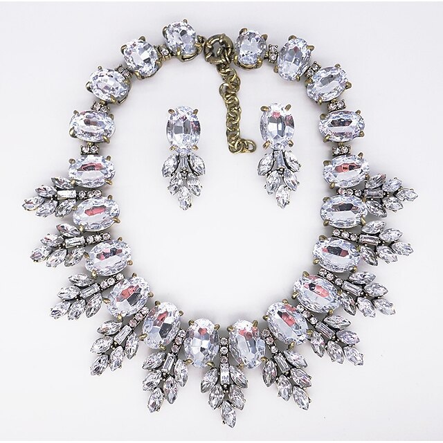 1 set Drop Earrings Choker Necklace For Women's Sapphire Crystal Cubic ...