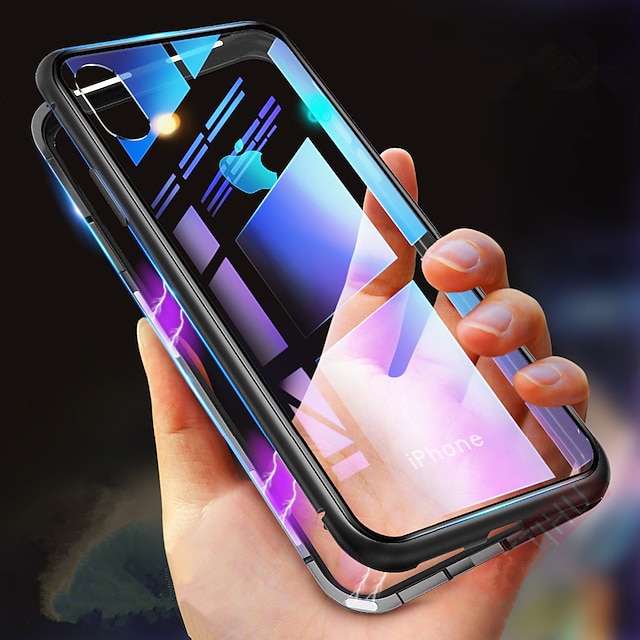  Single-sided Magnetic Phone Case For Apple iPhone XS / iPhone XR / iPhone XS Max Shockproof / Transparent / Magnetic Full Body Cases Solid Colored Hard Tempered Glass