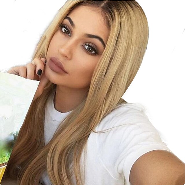  Remy Human Hair Full Lace Lace Front Wig Asymmetrical Avril style Brazilian Hair Straight Natural Straight Blonde Wig 130% 150% 180% Density with Baby Hair Soft Women Best Quality Fashion Women's Long