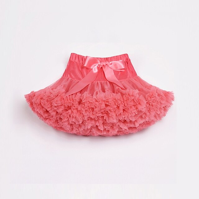  Kids Toddler Girls' Active Street chic Sports Holiday Solid Colored Bow Layered Ruffle Skirt