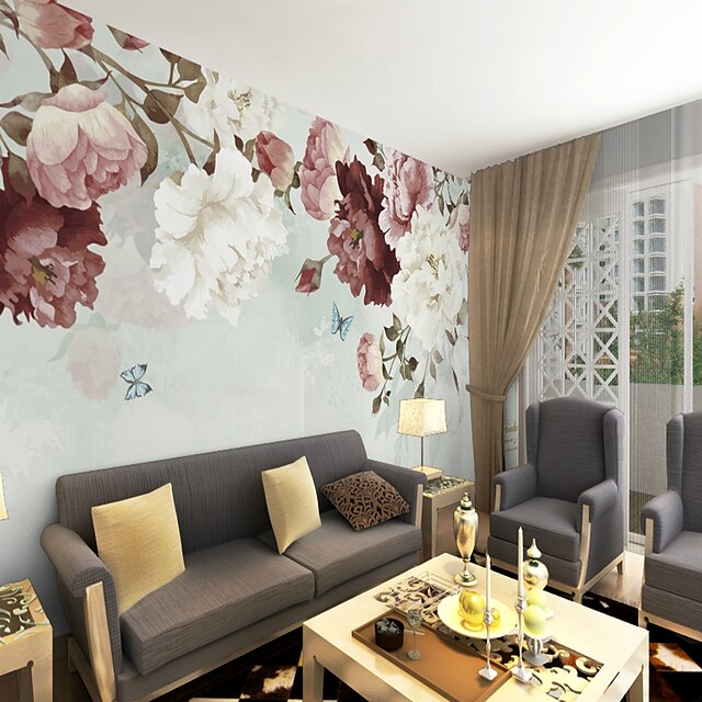  Wallpaper / Mural Canvas Wall Covering - Adhesive required Floral / Art Deco / 3D