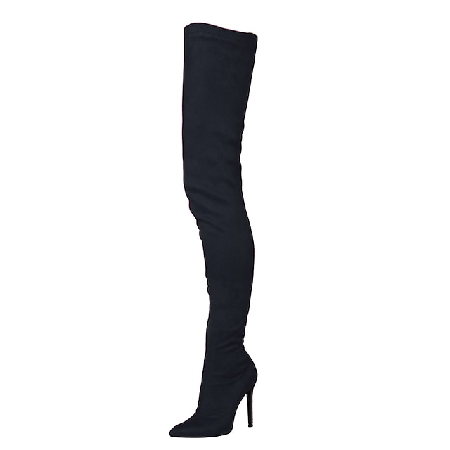  Femme Bottes Talons aiguilles Bottes à talons Soirée du quotidien Couleur unie Cuissardes Talon haut Talon Aiguille Bout pointu Elégant Sexy Classique Faux suède Polyuréthane Fermeture Amande Noir